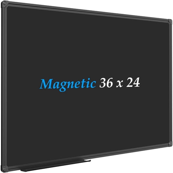 Magnetic Chalkboard/Black Board 36 x 24 Inch, Black Aluminum Frame Board with Marker Tray for Office Home and School, Best Choice for Note and Art