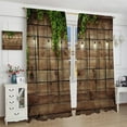 thumbnail image 3 of Rustic Wooden Board Door Curtain,Vintage Farmhouse Country Wood Plank Green Leaves Room Darkening Door Window Rod Pocket Curtain for Living Room Bedroom Bathroom W52xL84in, 3 of 6