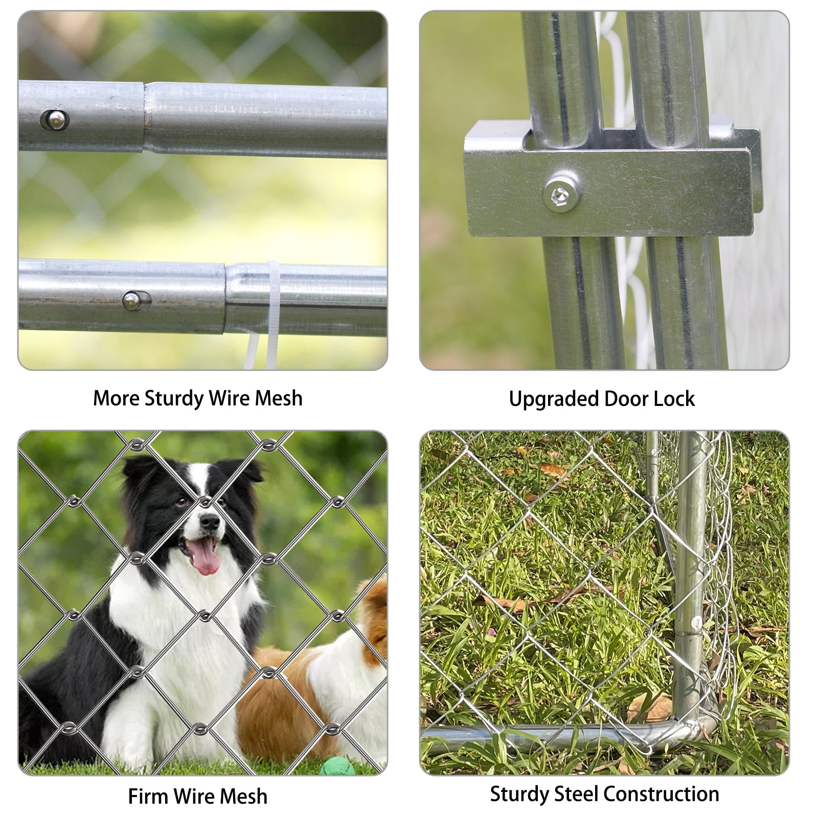 Jarbalai 10 x 10ft Large Outdoor Covered Dog Kennel with Roof Heavy Duty Outside Dog Run Enclosure