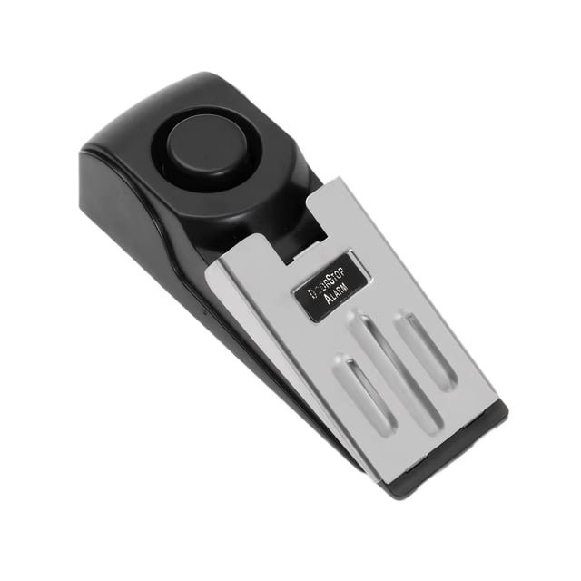 Moyic Alarma de tope de puerta de acero inoxidable con seguridad aguda de 120 decibeles Cadenas y protecciones para puertas de seguridad negro