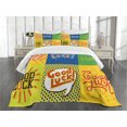 thumbnail image 3 of Ambesonne Vintage Quilted Bedspread Set 3 Pcs, Lucky Pop Art, King Size, Multicolor, 3 of 5