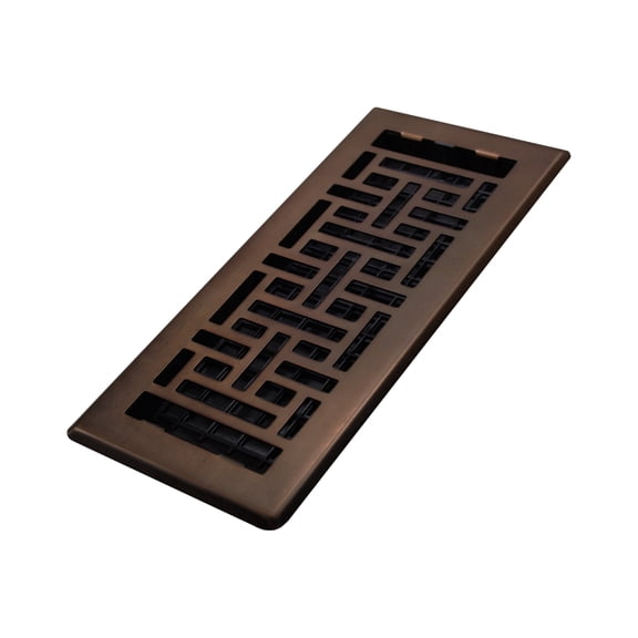 Decor Grates 4x10 Oriental Floor Register Vent Cover, Adjustable Airflow Control, Rubbed Bronze (AJH410-RB)