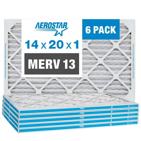 

Aerostar 14x20x1 MERV 13 Pleated Air Filter AC Furnace Air Filter 6 Pack