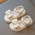 thumbnail image 5 of Girls Sandals Open Toe Ankle Strap Dress Shoes Baby Summer Girls Sandals Love Bow Design Princess Shoes Dress Flat Shoes(Color:White,Size:2.5), 5 of 9