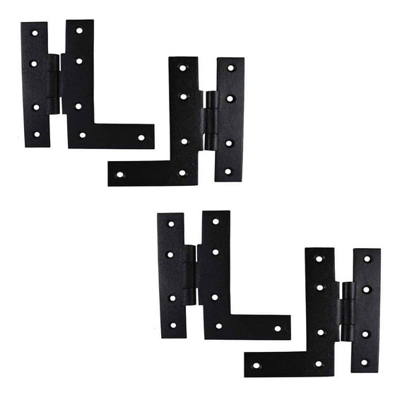 Renovators Supply Cabinet Hinges 4" Black HL Offset Hinge Pair Left and Right Wrought Iron Kitchen Cabinet Hinge w/Hardware Pack of 2 Pairs