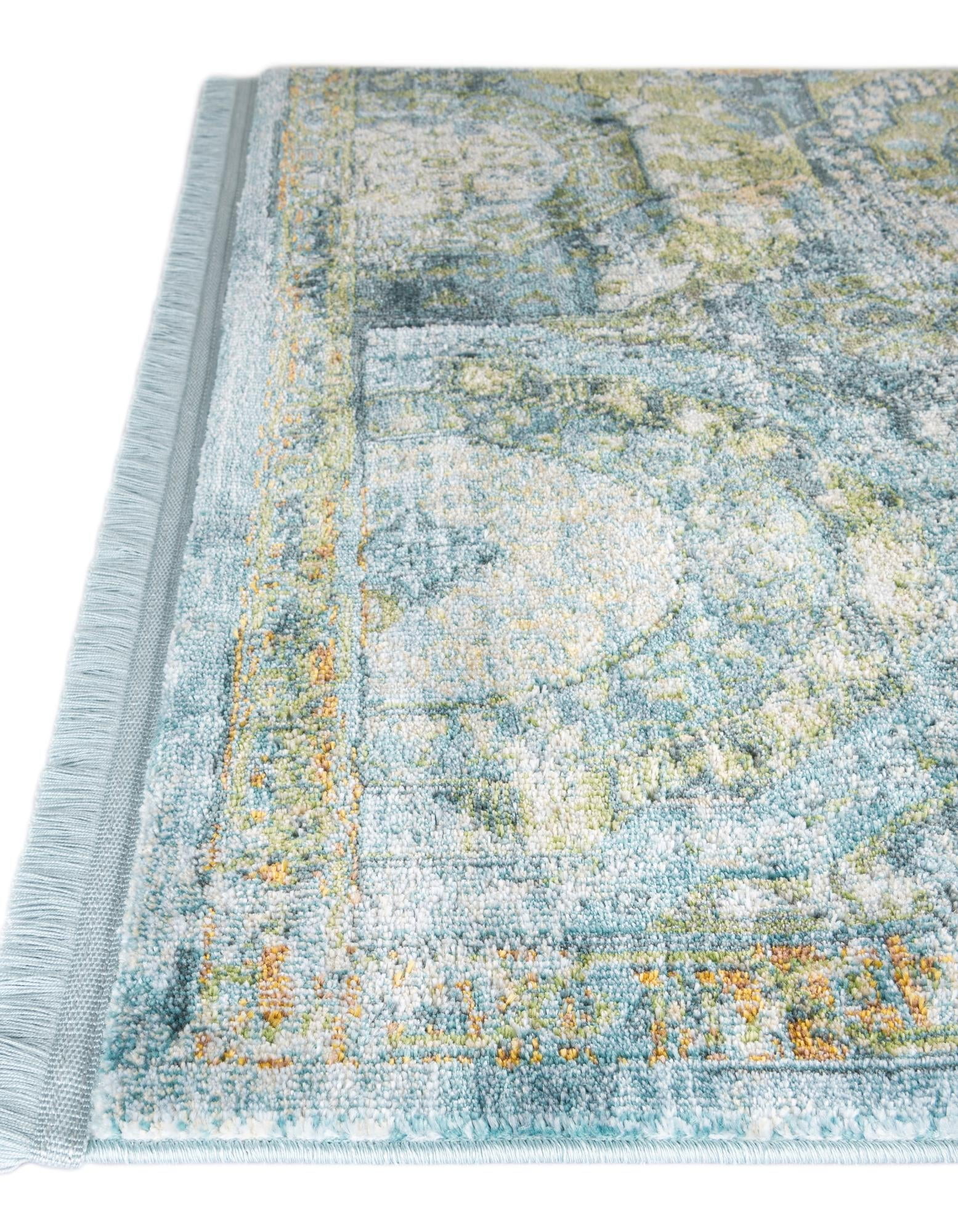 Unique Loom Baracoa Collection Area Rug - Coppelia (2' 2" x 6' 1" Runner Light Blue/Blue)