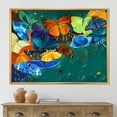thumbnail image 2 of Designart 'Abstract Colour Butterflies On A Gree' Modern Framed Canvas Wall Art Print, 2 of 5