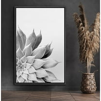 PixonSign Framed Canvas Print Wall Art Blossoming Spiky Succulent Floral Wilderness Illustrations Modern Art Rustic Relax/Calm Black and White for Living Room, Bedroom, Office - 24"x36" Black