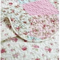thumbnail image 3 of Pink and Green Rose Patchwork, 2-Piece Quilt Set with 1 Sham, Reversible Bedspread, Soft Lightweight Coverlet, All-Season, Twin, Pink Green, 3 of 6
