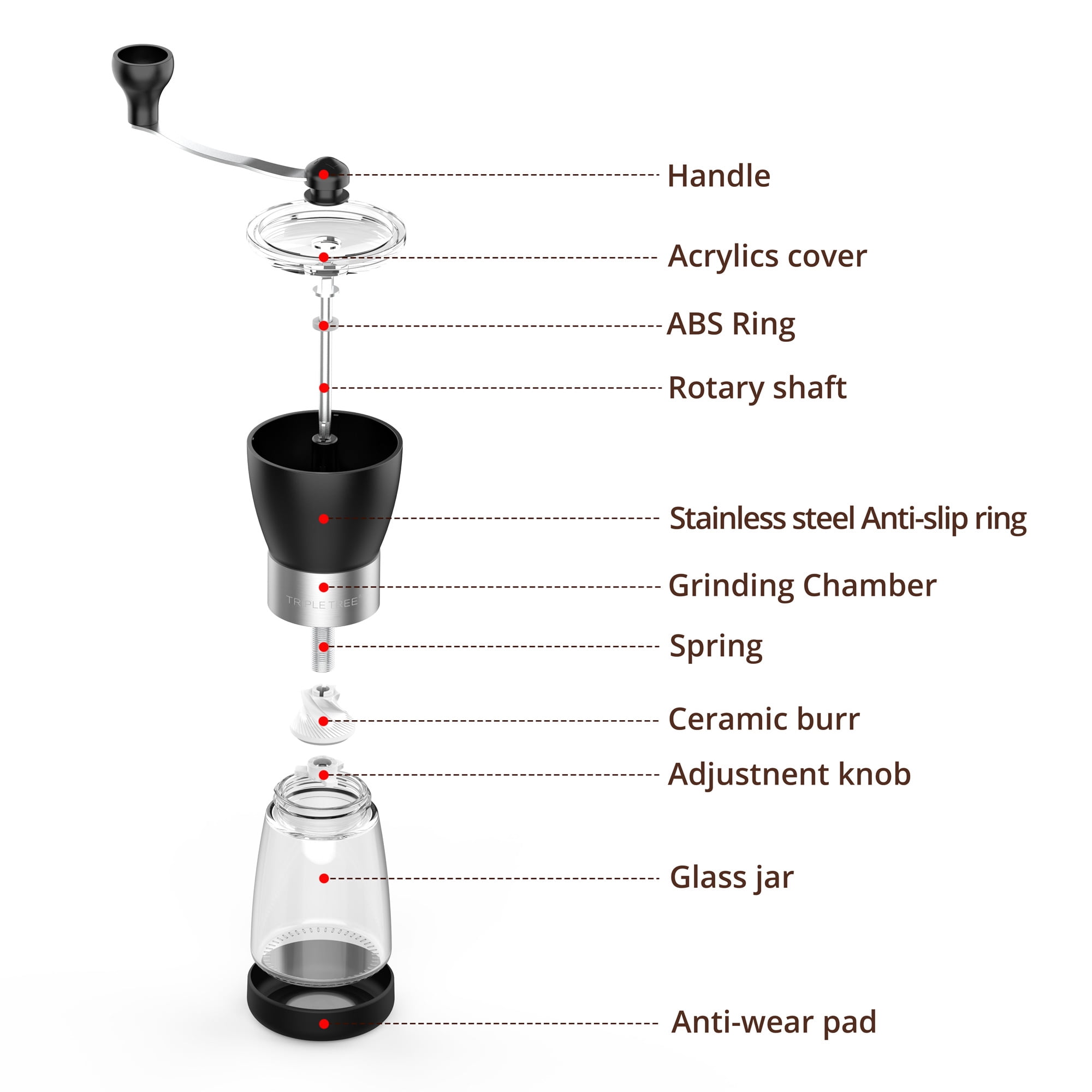 Brillante™ BR-MCG-SS1 Manual Burr Coffee Grinder – Brillante Products