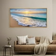 thumbnail image 4 of IDEA4WALL Extra Large Framed Canvas Print Wall Art Tropical Beach Sunrise Ocean Waves Landscape Nature Scenery Antique Retro Fine Art Seaside Decorative for Home Decoration - 60"x30", 4 of 5