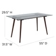 thumbnail image 6 of Flash Furniture Meriden 31.5" x 55" Rectangular Solid Walnut Wood Table with Clear Glass Top, 6 of 10