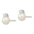 thumbnail image 2 of FB Jewels Sterling Silver RH 8-9mm White Round FWC Pearl CZ Post Earrings, 2 of 2