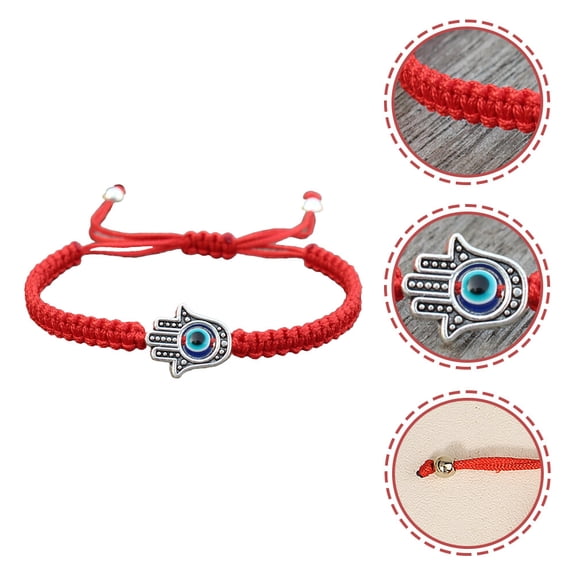 NIAIZEK Adjustable Evil Eye Charm Bracelet Assorted Color Alloy and Rope