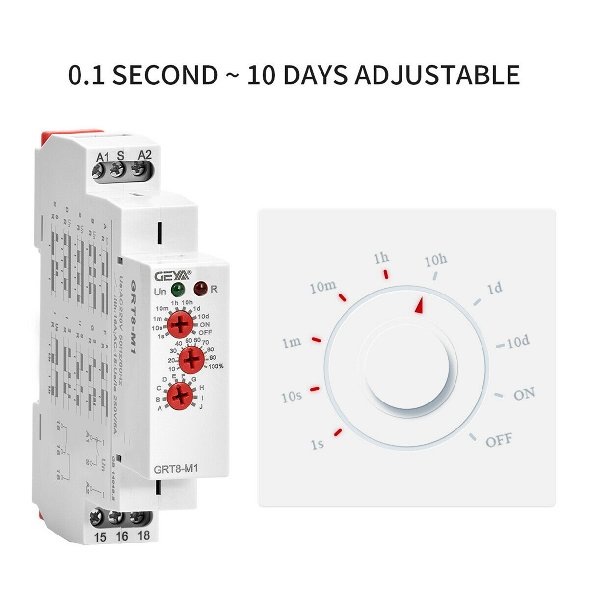 5X GRT8-M1 On Off Time Delay Relay 16A AC/DC12V-240V Multifunction Din Rail Automatic Timer Relay,5 * Timer Relay 5 * DIN rail mounting,White
