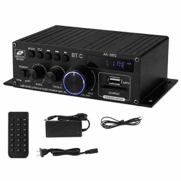 800W Bluetooth HiFi Power Amplifier Dual Channel Stereo Audio Receiver Mini Home Car Amplifier With USB SD AUX FM Radio Remote Control 12V Digital Sound System Amp