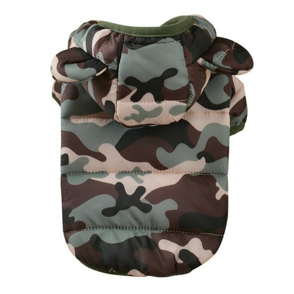 Pet Dog Coat Autumn Winter Warm Clothes Hooded Cotton Down Coat Outdoor Windproof Dog Outwear