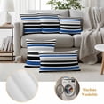 thumbnail image 6 of Navy Blue Black Stripe Outdoor Waterproof Pillow Covers, Modern Abstract Coarse Striped Decorative Square Throw Pillowcase Sofa Cushion Sham for Patio/Couch/Chair, 18"x18" 2 Pack, 6 of 8