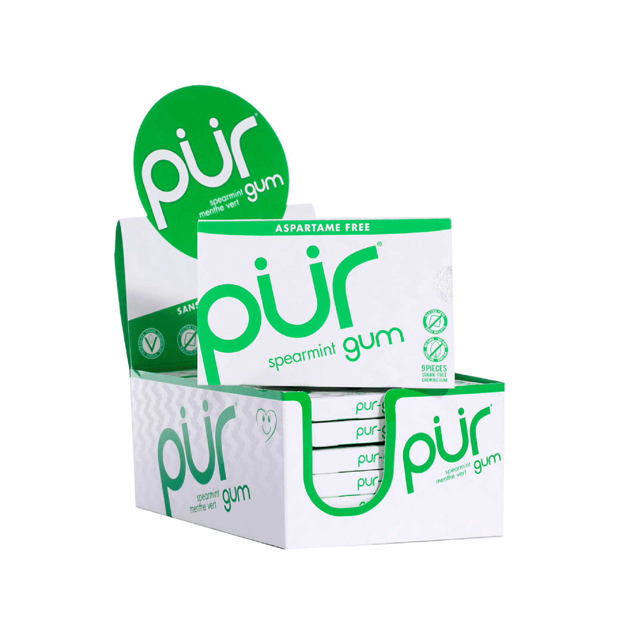 PUR Gum Aspartame Free Spearmint Gum Pack of 12/Single Box Walmart