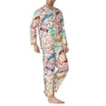 thumbnail image 3 of Kll Passport Stamp Sleepwear Mens Flannel Pajamas,Long Cotton Pj Set, 3 of 9
