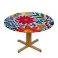 thumbnail image 3 of HAOXIT Flowers and Plants Tablecloth Bright Colors Autumn-Summer Botanical Elements Round Table Cloth Protector Proof Table Cover 31-35, 3 of 8
