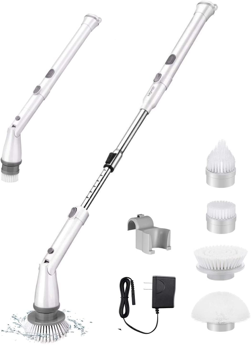 Tile Grout Floor Kitchen and Sink Cordless and Handheld Bathroom Scrubber with 3 Replaceable Brush Heads High Rotation for Cleaning Shower Homitt Electric Spin Scrubber Power Cleaning Brush 