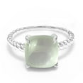 thumbnail image 3 of Gem Stone King 4.00 Cttw Cushion Cabochon Green Prasiolite Ring for Women | 925 Sterling Silver  | Size 9, 3 of 5
