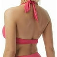 thumbnail image 3 of CONTOURS Women's Pink Stretch Molded Cup Deep V Neck Tie Cameo Halter Swimsuit Top 16 40C, 3 of 4