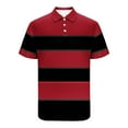 thumbnail image 4 of Hvot&aat Men's Striped Color Block Tops Classic Slim Fit Polo Shirts Casual Short Sleeve Pullover, 4 of 4