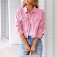 thumbnail image 5 of LYMAYTER Women Fashion Jacket Washed Button Up Cropped Short Denim Jacket Spring/Summer Long Sleeve Coats S-3XL, 5 of 8