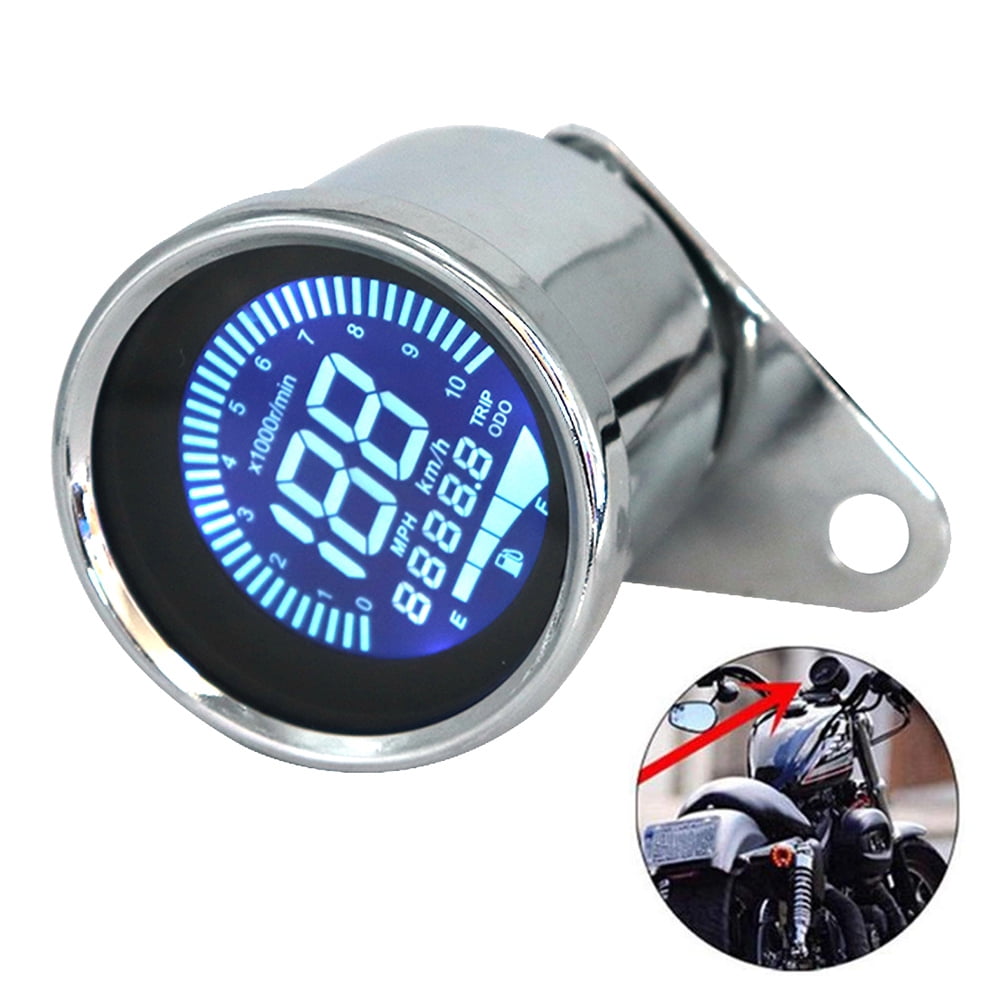 Black Digital Motorcycle LCD Instrument Screen Speedometer Odometer Tachometer