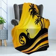 thumbnail image 4 of Beach Soft Flannel Fleece Blanket, Summer Holiday Themed Wave and Tree Silhouette Sun Rays Tropical Composition, Cozy Plush for Indoor and Outdoor Use, 70" x 90", Black Orange Yellow, by Ambesonne, 4 of 5