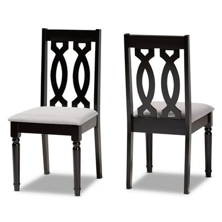 Bowery Hill Grey and Dark Brown Finished Wood 2-Piece Dining Chair Set