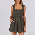 thumbnail image 5 of BFHHYA Womens Smocked Waist Rompers Casual Square Neck Sleeveless Romper Summer Wide Leg Shorts Jumpsuits, 5 of 7