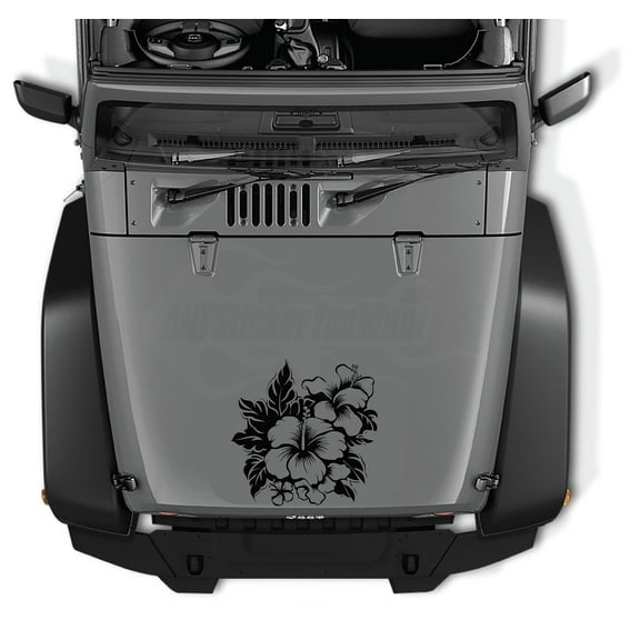 AnyStickerYouWant - Smell Heaven Hawaiian Hibiscus Flower Vinyl Hood Decal Sticker, 22" Tall Hibiscus Vinyl Hood Decal/Car Window Stickers - Fits on & Compatible with Jeep Wrangler & Jeep Gladiator