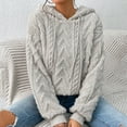 thumbnail image 4 of Women's Casual Drop Shoulder Hooded Sweater Pullover Long Sleeve Drawstring Comfortable Teddy Soft Warm Loungewear, 4 of 7