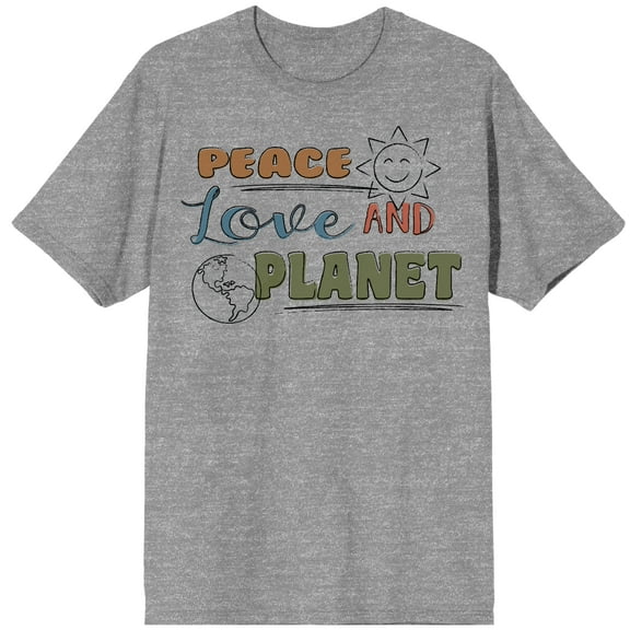 Positive Vibes Peace Love And Planet Men's Gray Heather T-Shirt-Small
