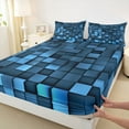 thumbnail image 3 of Manfei Geometric Plaid Grid Bed Sheets,Classic Buffalo Print King Sheets,Blue Check Sheet Set For Kids,Luxury Bedroom Decor,4-Piece, 3 of 7