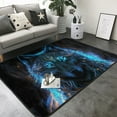 thumbnail image 3 of Area Rugs For Living Room Decor - Cool Blue Light Wolf Soft Anti Slip Throw Washable Rugs 5x7 For Bedroom, Indoor Carpet For Bedroom Living Room 80x58In, 3 of 7