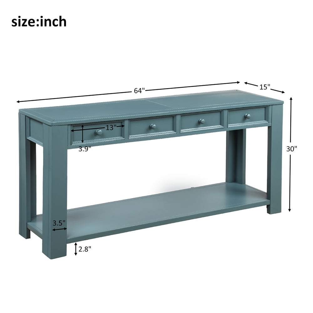 Lowestbest 64" Console Table for Entryway, Modern Sofa Table with Storage Drawer, Bottom Shelf Entryway Table for Hallway, Dark Blue Lowestbest 64" Console Table for Entryway, Modern Sofa Table with Storage Drawer, Bottom Shelf Entryway Table for Hallway, Dark Blue