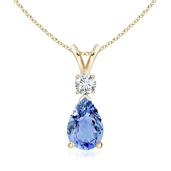 ANGARA Natural 1.95 ct Tanzanite Teardrop Pendant with Diamond in 14K Yellow Gold for Women (Size-10x7mm) | December Birthstone, Anniversary, Jewelry Gift for Women | Natural Tanzanite Necklace