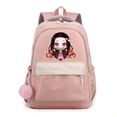 thumbnail image 1 of 1pc Cute Cartoon Girl Pattern Backpack With Comfortable Small Plush Ball, Girls School Bag, Simple Lightweight Candy Color Backpack, Students Backpack For Daily Use, Breathable Backpack, 1 of 5