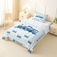 thumbnail image 3 of Castle Fairy Watercolor Train Twin Comforter Sets 3-Piece for Teens, Stripe Cloud Art Bedding Set for Bedroom, Light Blue White, 3 of 6