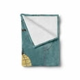 thumbnail image 2 of Lantern Soft Flannel Fleece Throw Blanket, 3 Paper Lanterns Hanging on Branches Lighting Fixture Source Lamp Boho, Cozy Plush for Indoor and Outdoor Use, 50" x 70", Teal Pale Yellow, by Ambesonne, 2 of 6