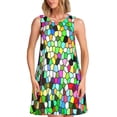 thumbnail image 1 of Fotbe Colorful Tie Dye Stained Glass Vestido de Verano sin Mangas para Mujer – Vestido Midi Línea A, Estilo Camiseta Floral, Vestido Playero Casual y Fluido, 1 of 7