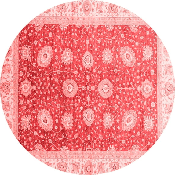 Ahgly Company Machine Washable Indoor Round Oriental Red Traditional Area Rugs, 3' Round