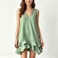 thumbnail image 3 of YuXingFu formal Dresses for Women Mini V-Neck Plus Size Womens Dress Sleeveless for Home Casual Summer Green L, 3 of 8