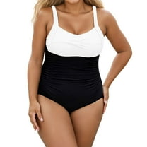 Bathing Suits for Women Bathing Suit for Women One Piece Plus Size Swimwear For Women Swimsuit Deep U Neckline With Removable Bra Summer Beach Vacation Pool Party