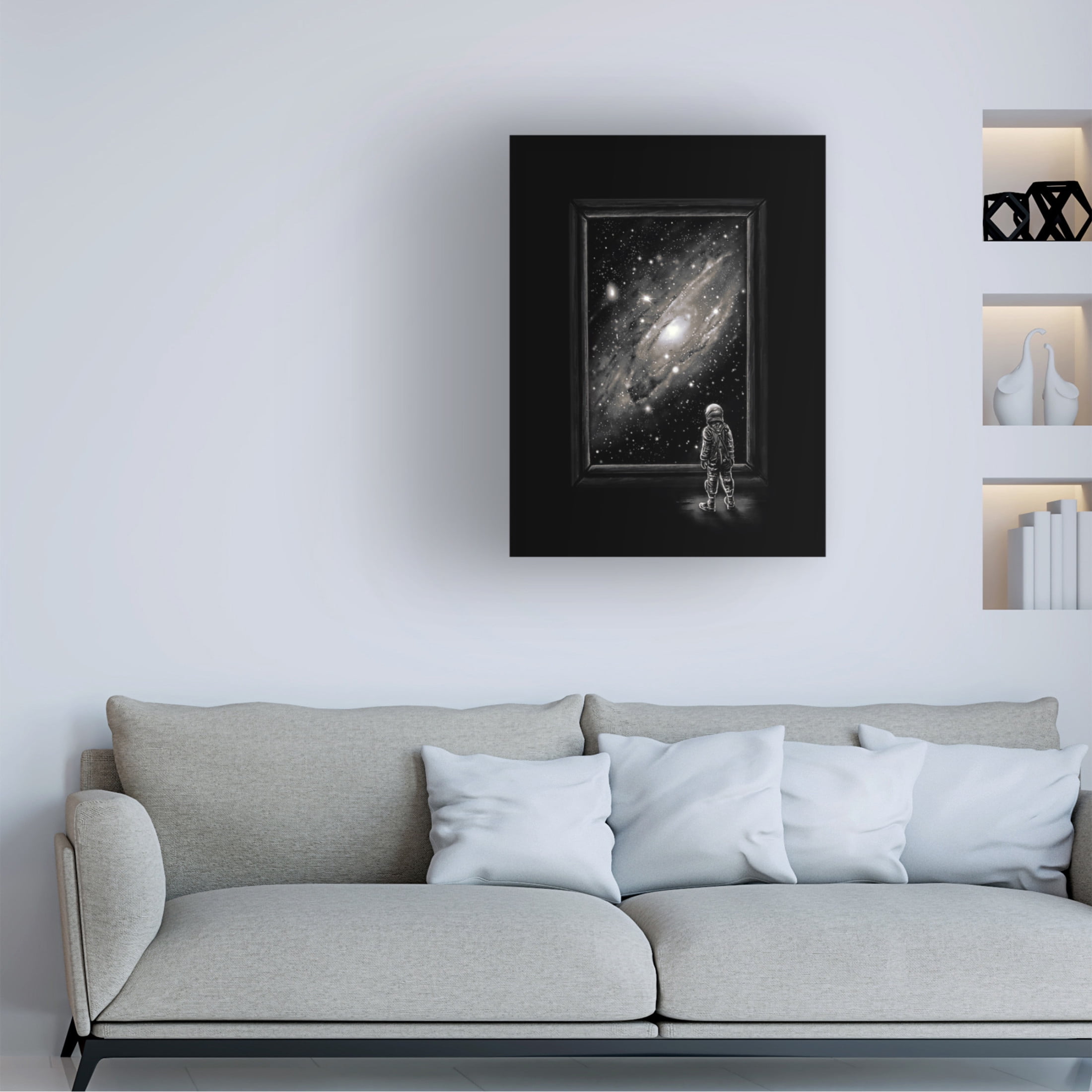 Canvas Wall Art - Francis Minoza 'Looking Through A Masterpiece' Wall Art for Living Room, Bedroom, or Office Décor by Trademark Fine Art - 35 x 47 Inches