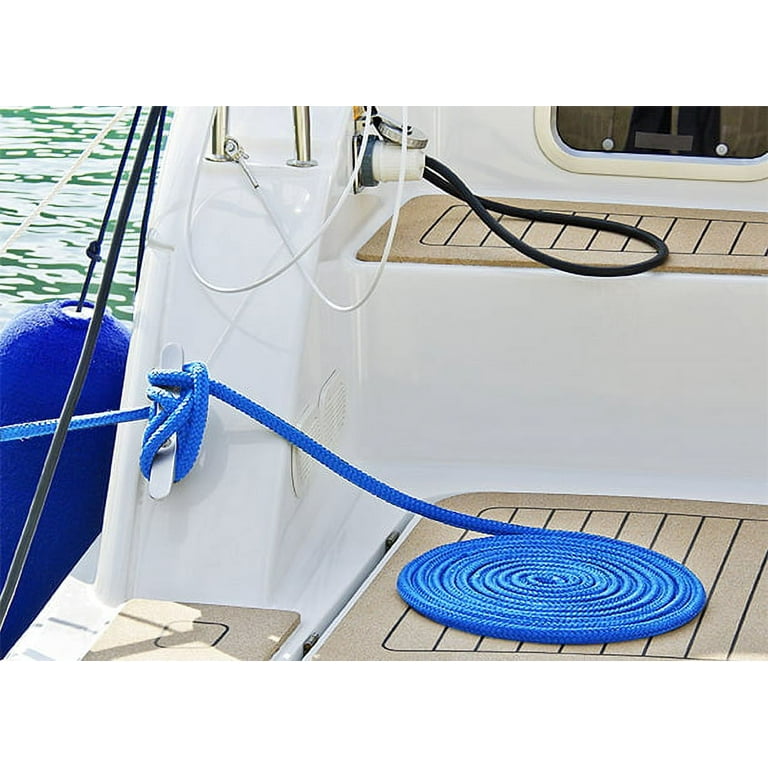 5/8 x 25' - Marine Blue Durable Double Braided Nylon Dock Line - For Boats  up to 45' - Long Lasting Mooring Line - Strong Nylon Dock Lines for Boats -  Marine